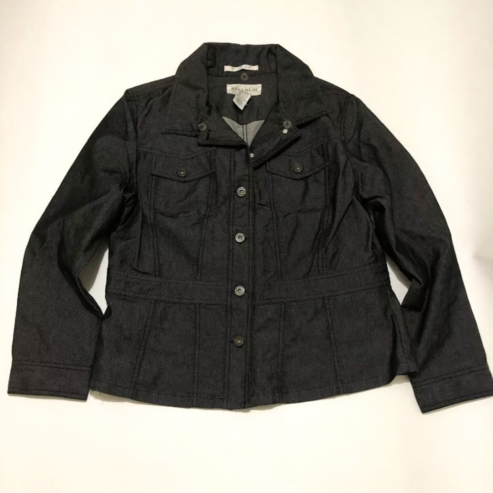 Jones Wear Women Sport Metallic Black Jacket Sz 12